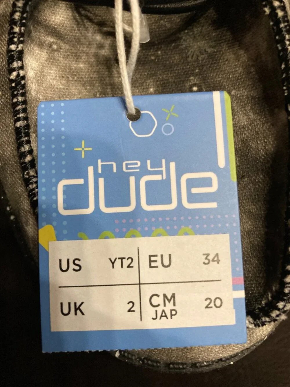 Hey Dude Youth Wally Galaxy Black Glow in the dark Y12 US Brand new with tags.